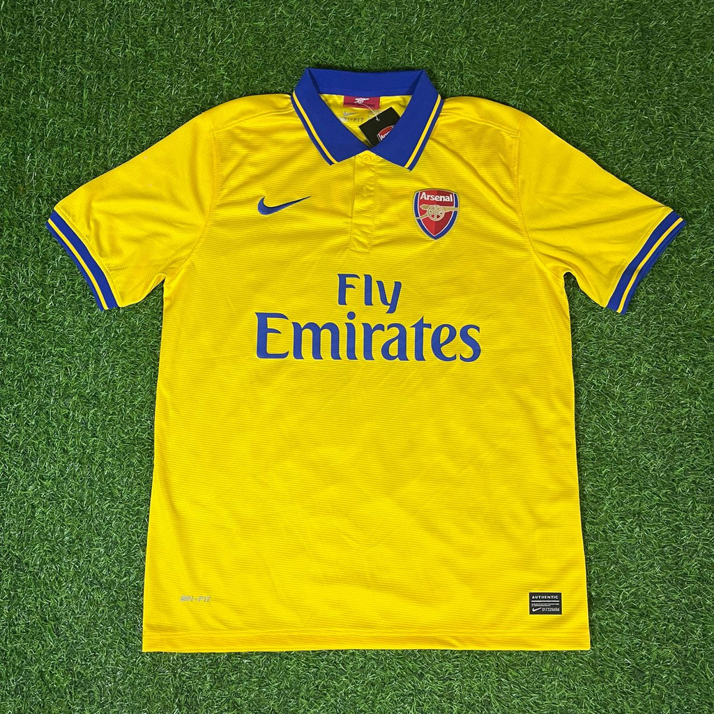 Mikel Arteta – Arsenal 2013/2014 Yellow Retro Kit Jersey Trikot Maillot Soccer Shirt