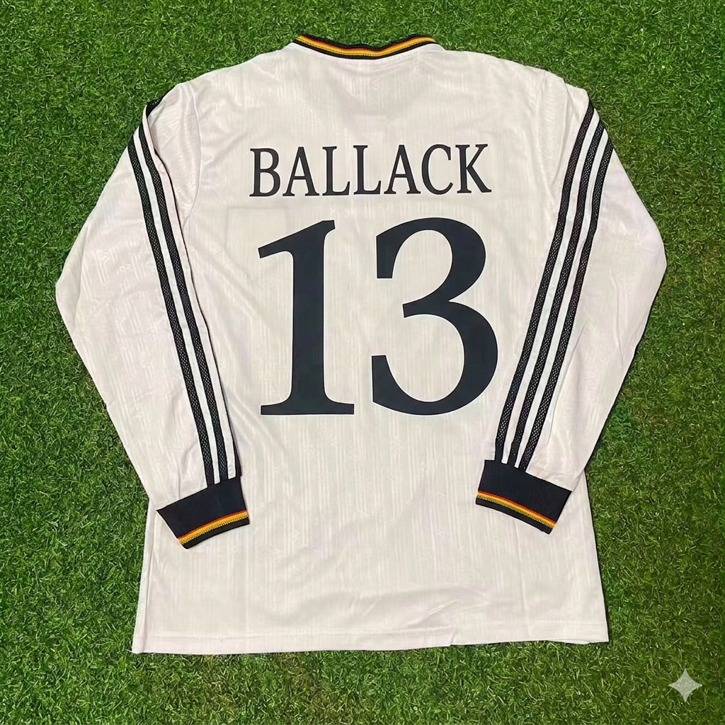Germany 1996 EURO Final Home Long Sleeve Retro Football Jersey – Michael Ballack 13