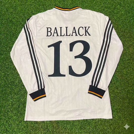 Germany 1996 EURO Final Home Long Sleeve Retro Football Jersey – Michael Ballack 13