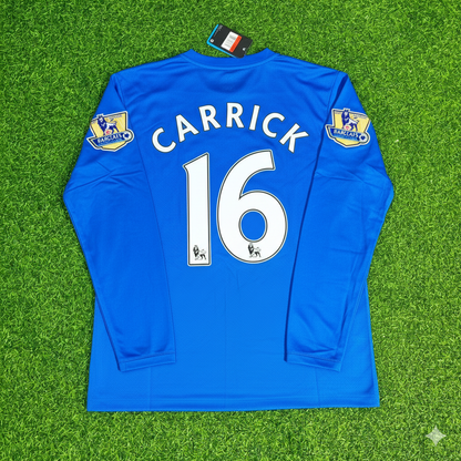 Camiseta de fútbol retro de manga larga Michael Carrick Manchester United 2008 azul con parche de la EPL