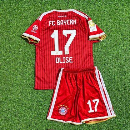 Maillot de football enfant Michael Olise n° 17 Bayern Munich 2027 avec écusson de champion de Bundesliga