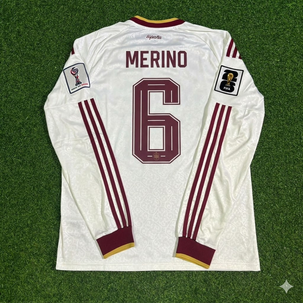 Mikel Merino #6 Espagne Maillot Manches Longues Extérieur Coupe du Monde 2026