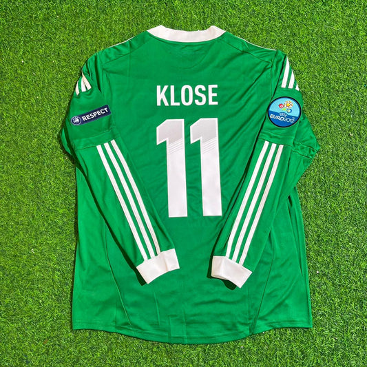 Miroslav Klose Germany EURO 2012 Long Sleeve Green Retro Football Jersey