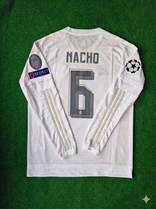 Nacho Fernandez 6- Real Madrid 2016 Champions League Finale Langarm Trikot Fußballshirt