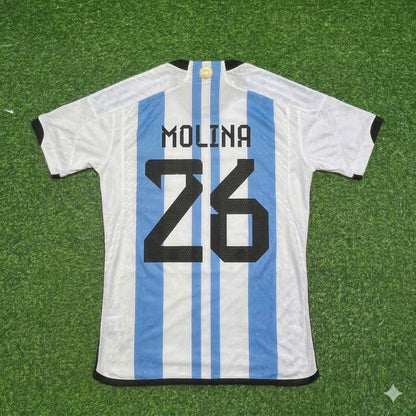 Nahuel Molina 26- Argentinien 2022 Katar Weltmeister Heimtrikot Maillot Trikot Maglia Fußballtrikot