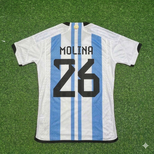 Nahuel Molina 26- Argentina 2022 Qatar World Cup Champion Home Jersey Maillot Trikot Maglia Soccer Shirt