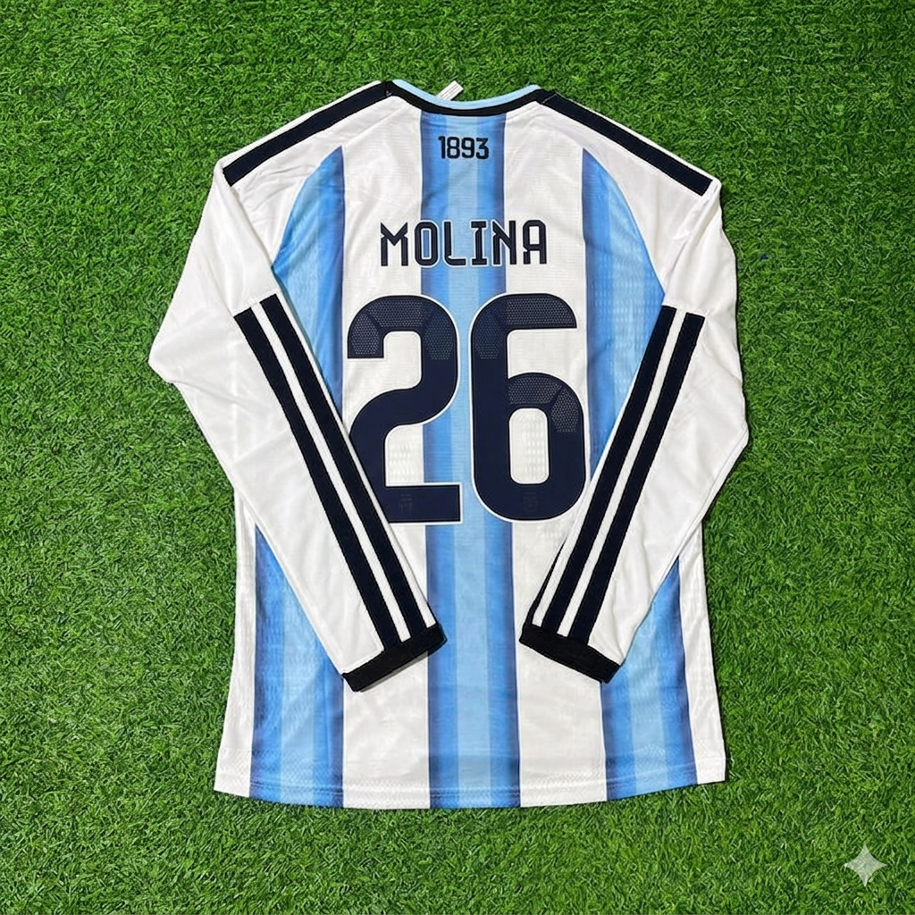 Nahuel Molina #26 Argentinien Langarm-Fußballtrikot-Set WM 2026