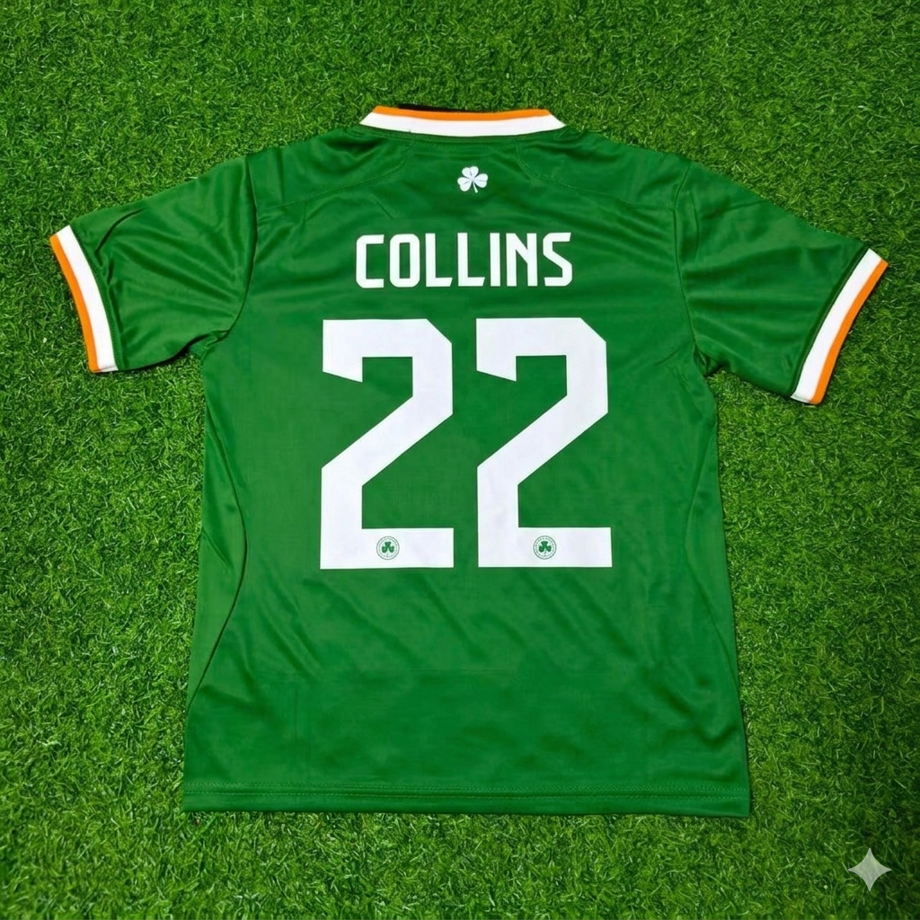 Maillot de football vert Nathan Collins #22 Irlande 2026 Nouvelle saison