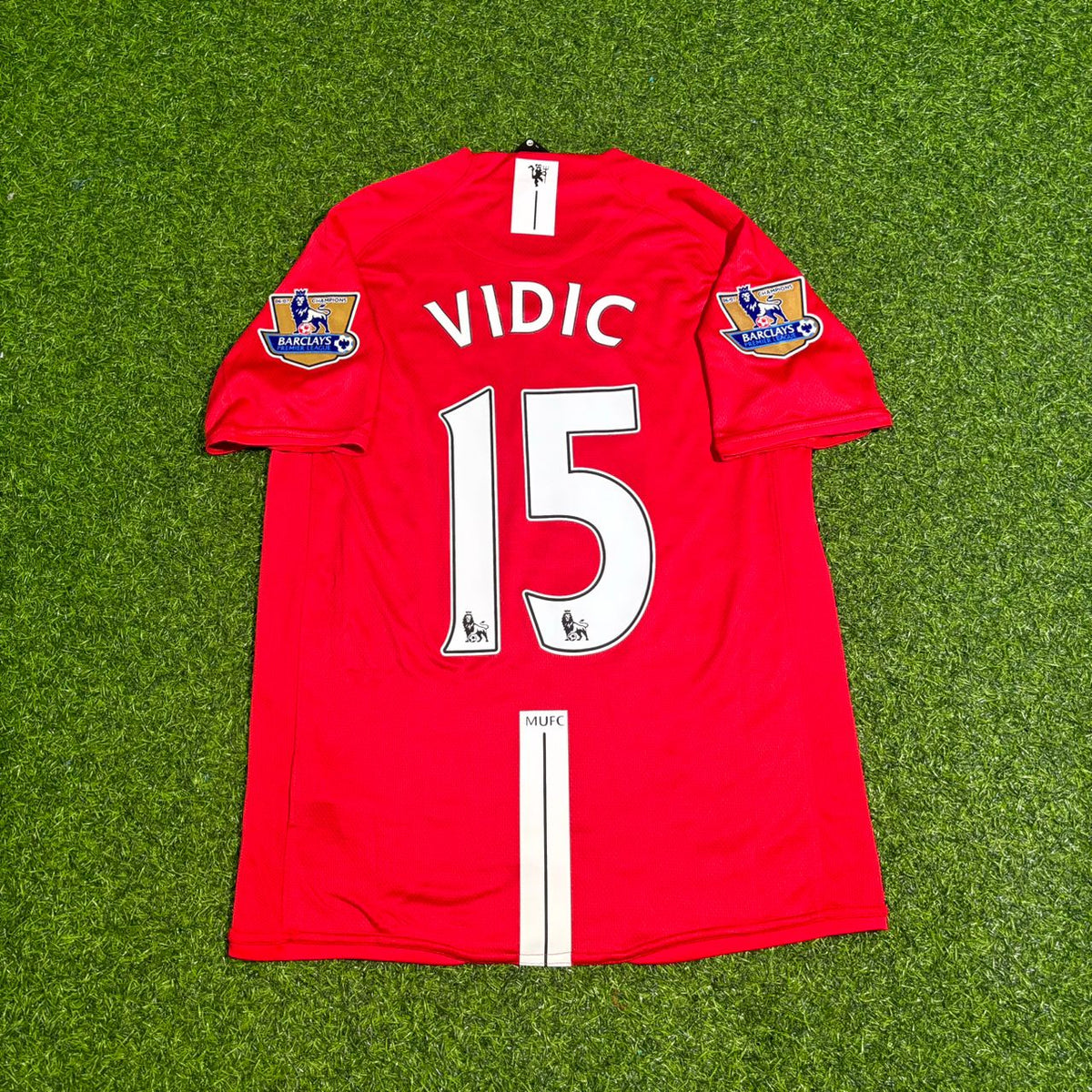 Nemanja Vidic Manchester United 2007 2008 Maillot Rouge Rétro EPL