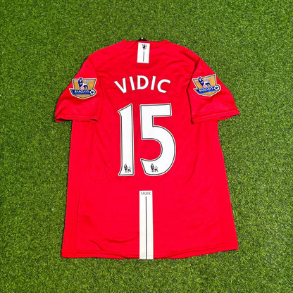 Nemanja Vidic Manchester United 2007 2008 Maillot Rouge Rétro EPL