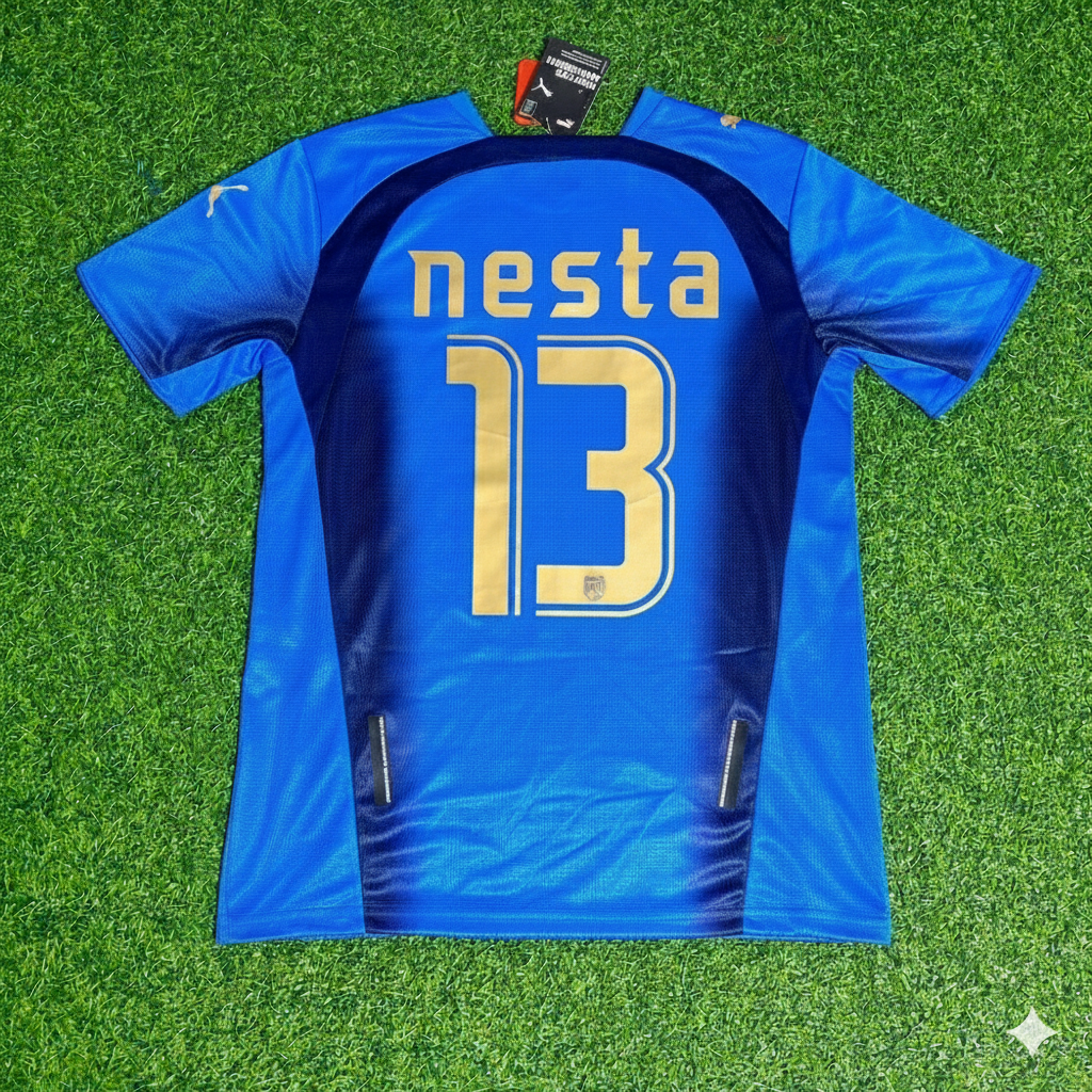 Alessandro Nesta 13 - Italy 2006 World Cup Final Retro Jersey Maillot Trikot Maglia Soccer Shirt