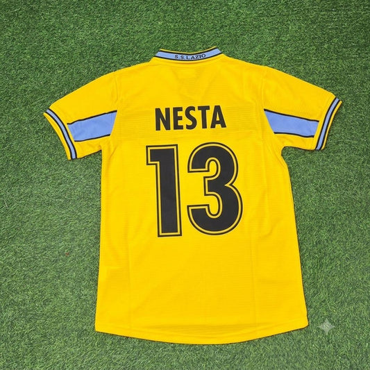 Maillot de football rétro jaune Alessandro Nesta Lazio 1998-2000