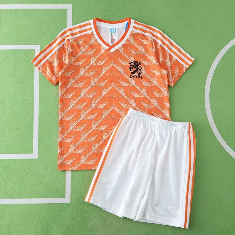 Netherlands 1988 Retro Home Kids Football Jersey front view
