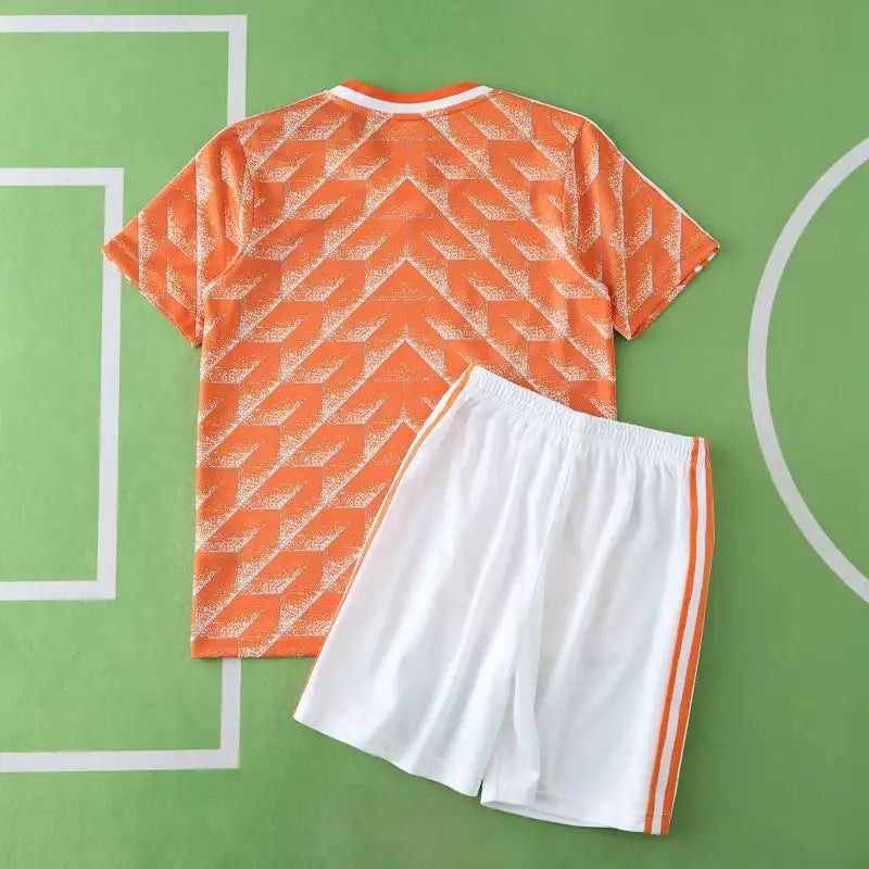 Netherlands 1988 Retro Home Kids Football Jersey back view