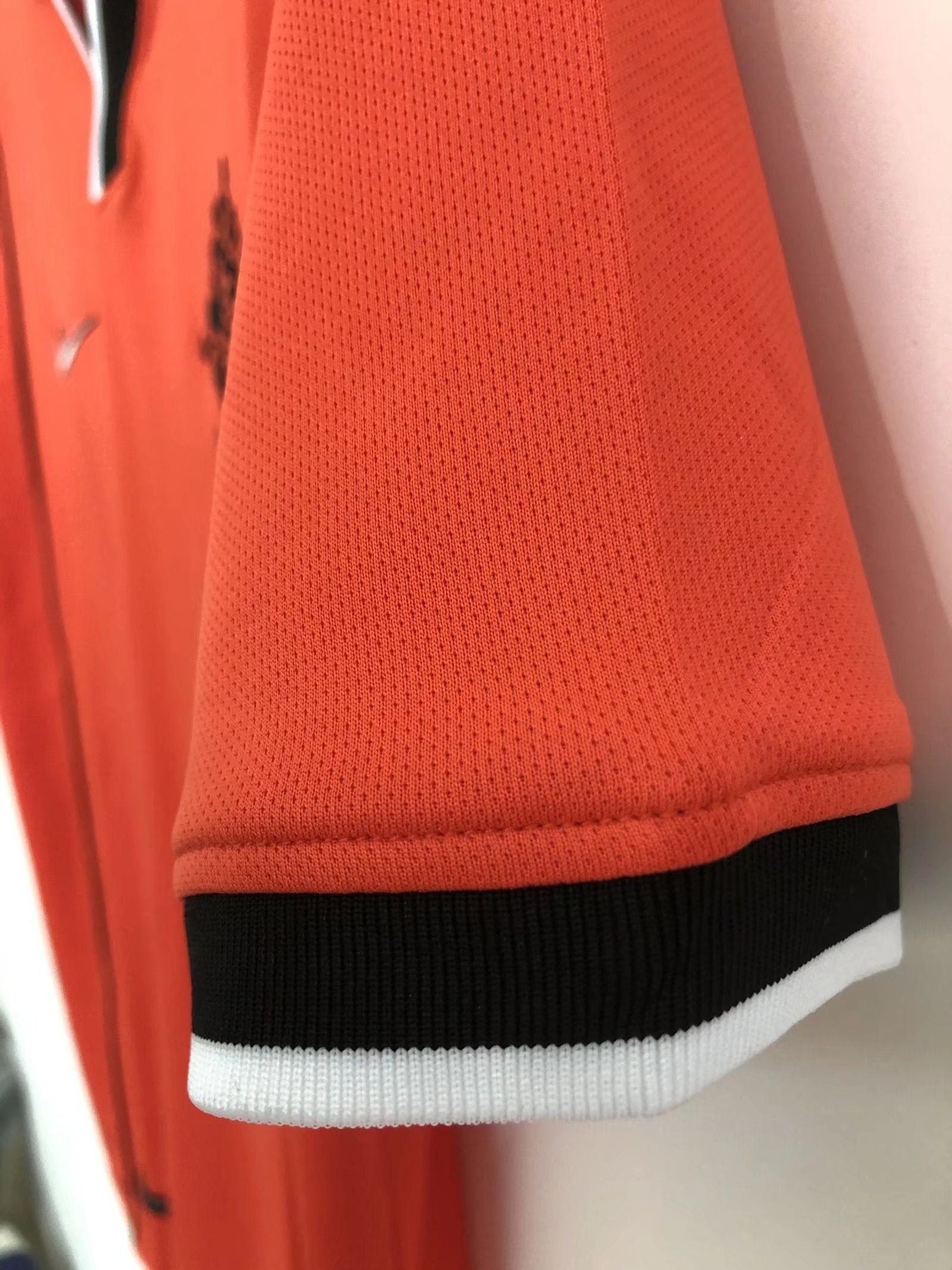 Netherlands 1998 World Cup Dennis Bergkamp Retro Home Orange Football Jersey detail view