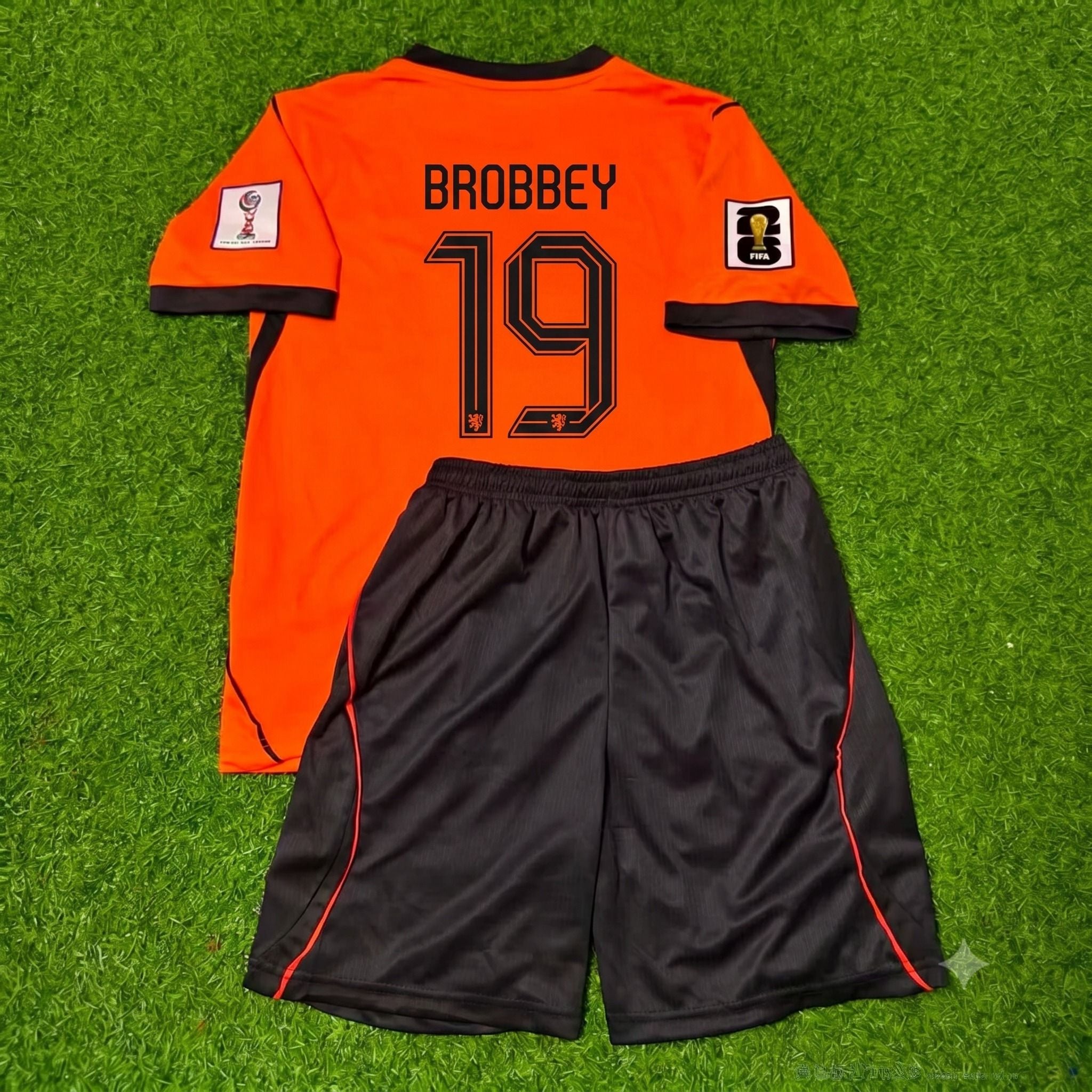 Netherlands 2026 World Cup Brian Brobbey Kids Football Jersey front view