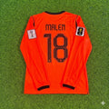 Netherlands 2026 World Cup Donyell Malen #18 Home Long Sleeve Football Jersey front view