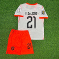 Netherlands 2026 World Cup Frenkie de Jong Away Kids Football Jersey front view
