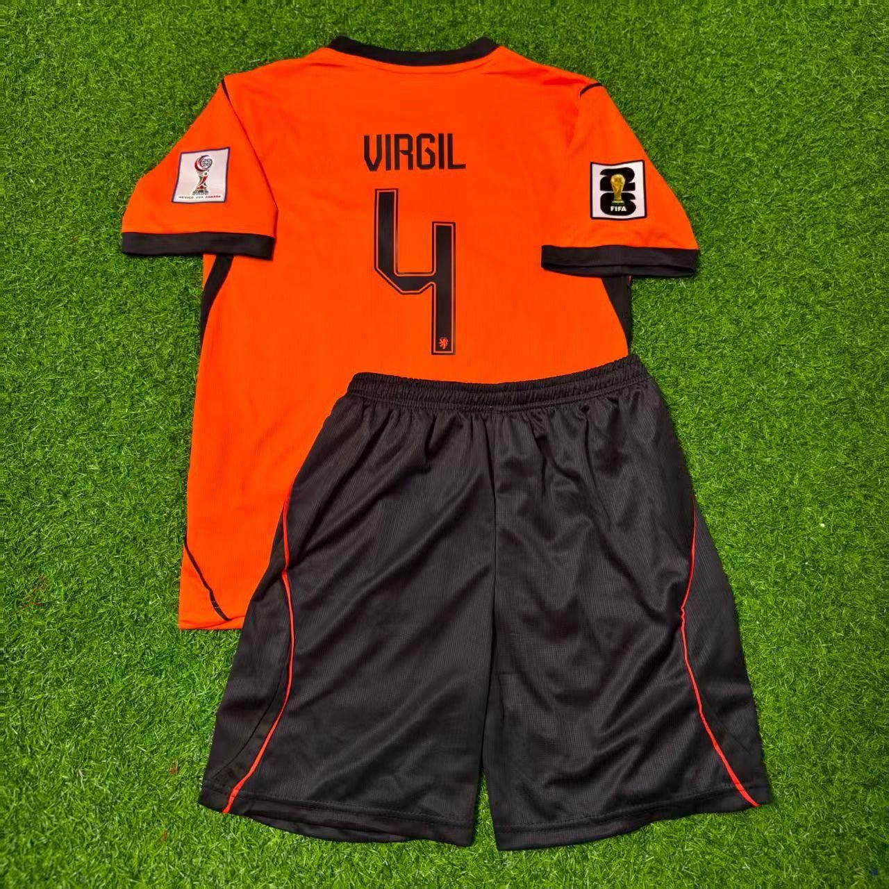 Netherlands 2026 World Cup Virgil van Dijk Kids Football Jersey front view