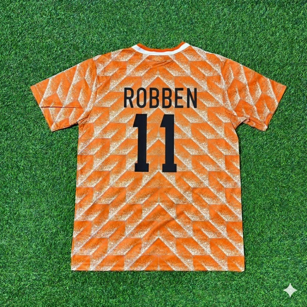 Netherlands Arjen Robben Retro Home Football Jersey front view