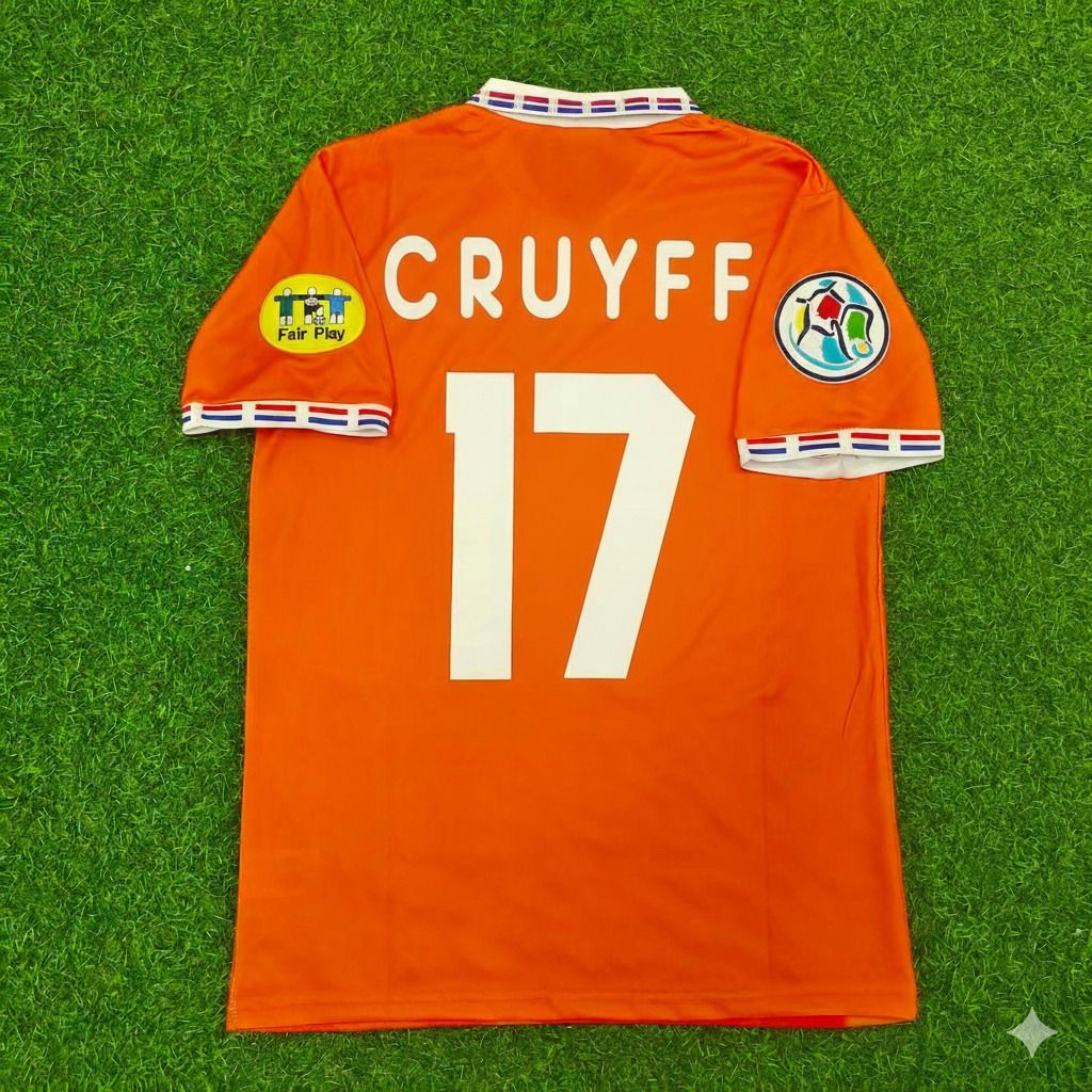 Netherlands EURO 1996 Johan Cruyff Retro Home Football Jersey front view