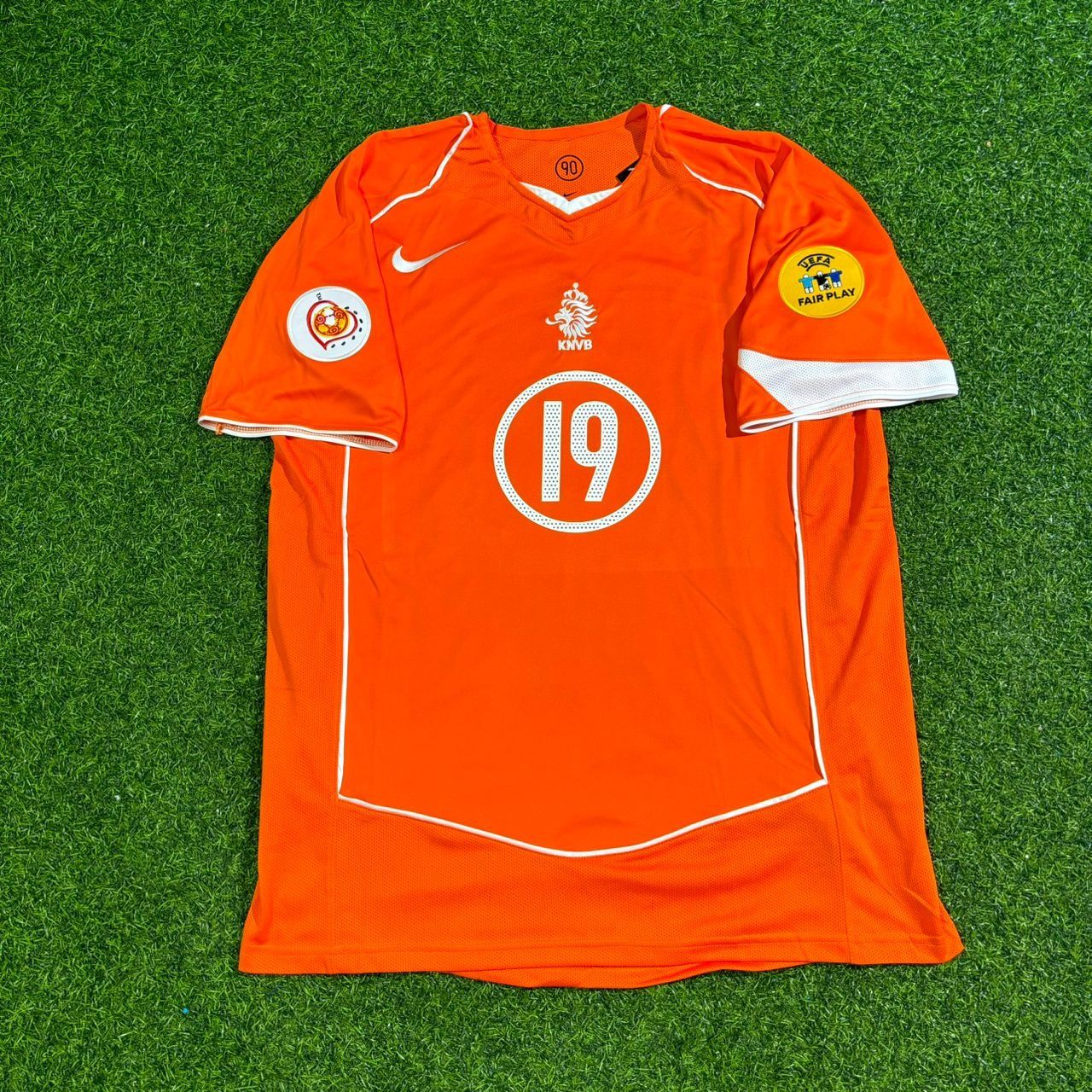 Netherlands EURO 2004 Arjen Robben Retro Home Football Jersey back view