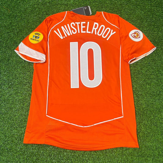 Netherlands EURO 2004 Ruud van Nistelrooy Retro Home Football Jersey front view