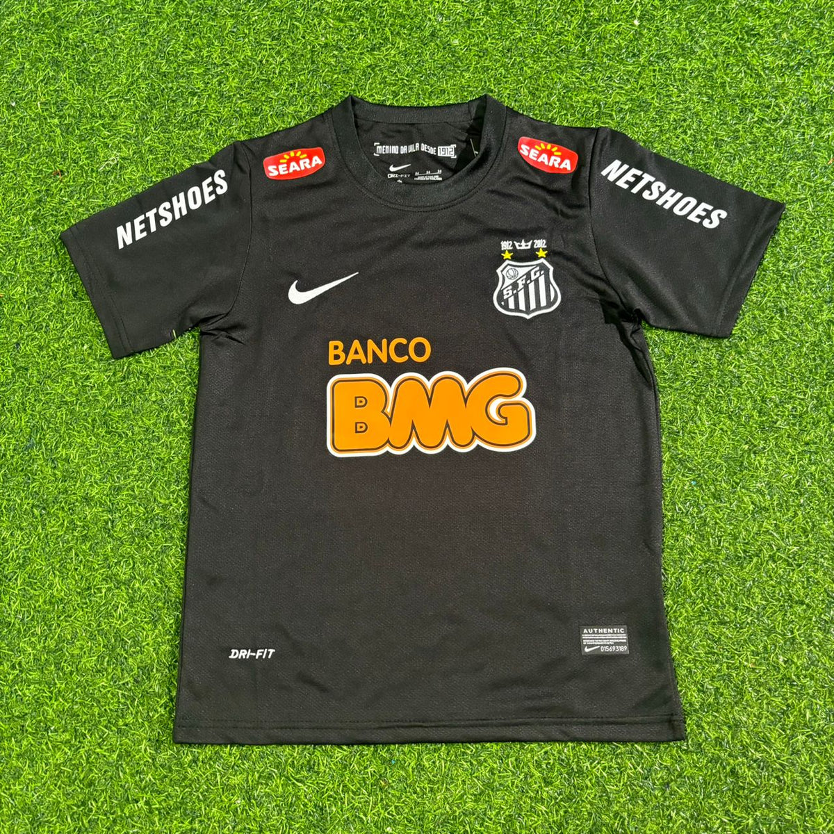 Neymar Jr #11 Santos Black Special Golden Font Kids Retro Football Jersey Kit