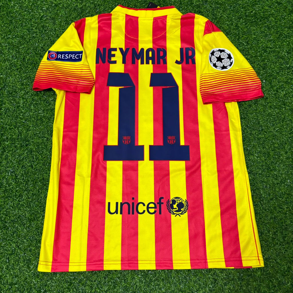 Neymar Jr. 11 - Barcelona 2013/2014 Yellow Red Retro Jersey Trikot