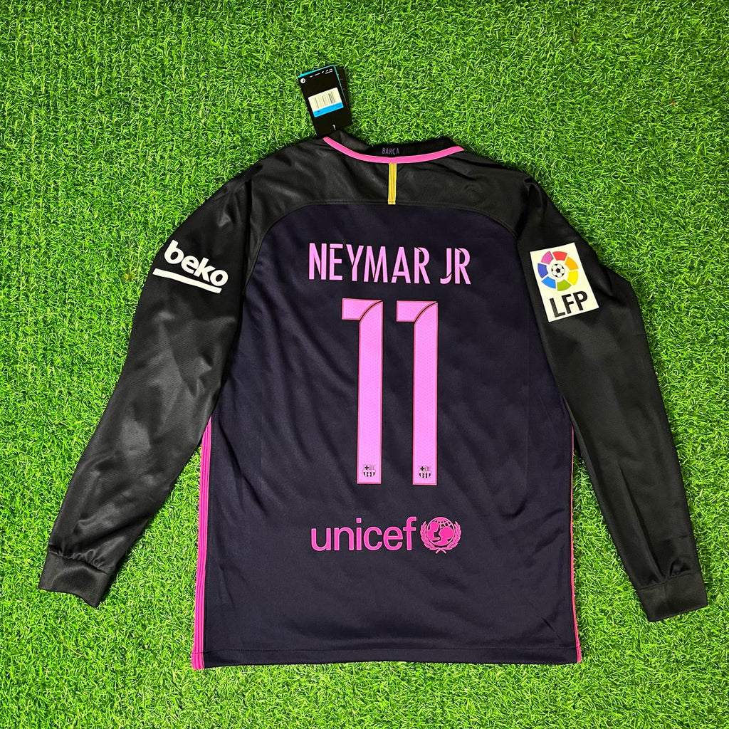 Neymar Jr Barcelona 14/15 Retro Pink Printing Long Sleeve Jersey Maillot Trikot Maglia