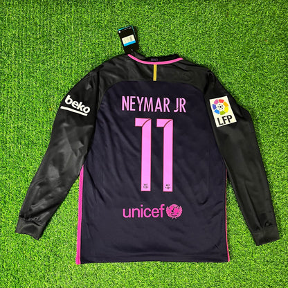 Neymar Jr Barcelona 14/15 Retro Pink Printing Long Sleeve Jersey Maillot Trikot Maglia
