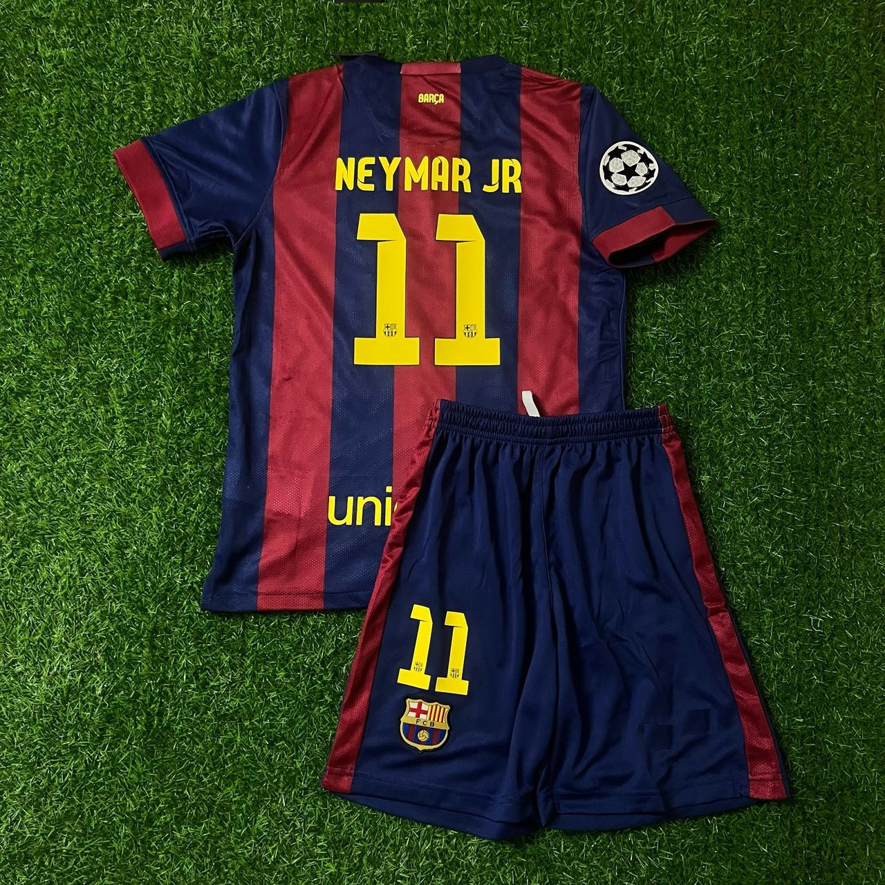Neymar Jr Barcelona 2015 Final Home Kids Kit – Kit Jersey for Children – | KinderTrikot | Maillot Enfant Soccer Shirt