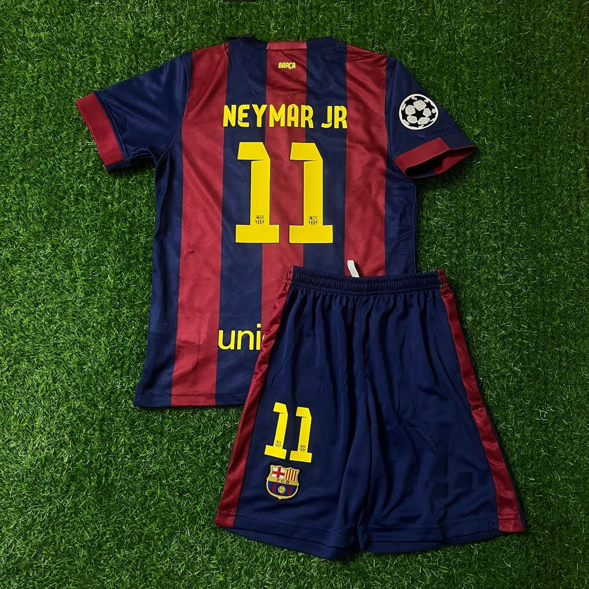 Neymar Jr Barcelona 2015 Final Home Kids Kit – Kit Jersey for Children – | KinderTrikot | Maillot Enfant Soccer Shirt