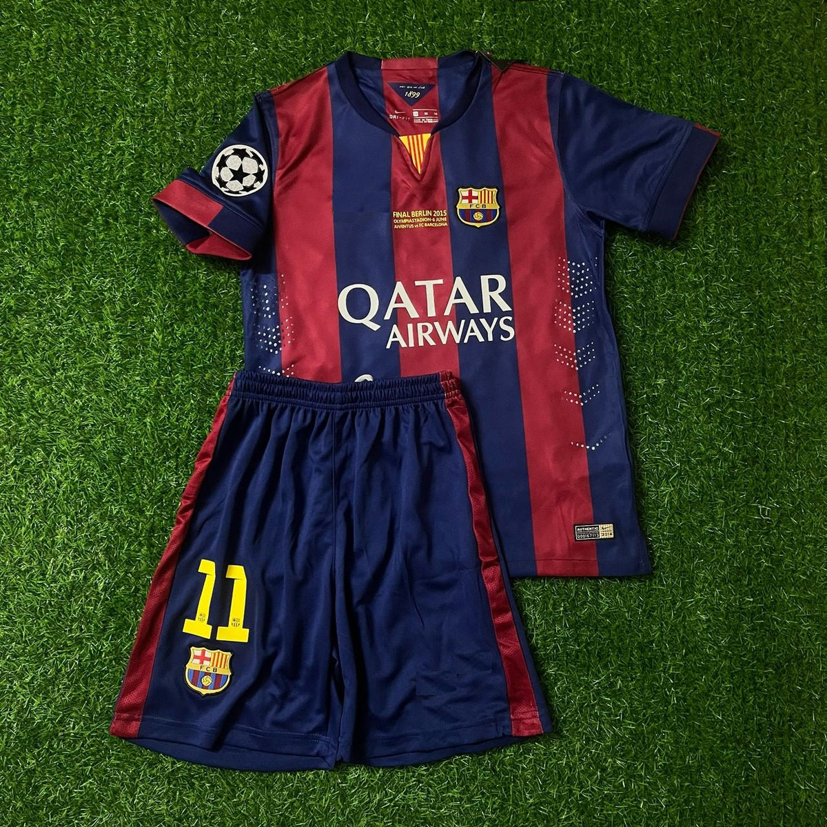 Neymar Jr Barcelona 2015 Final Home Kids Kit – Kit Jersey for Children – | KinderTrikot | Maillot Enfant Soccer Shirt