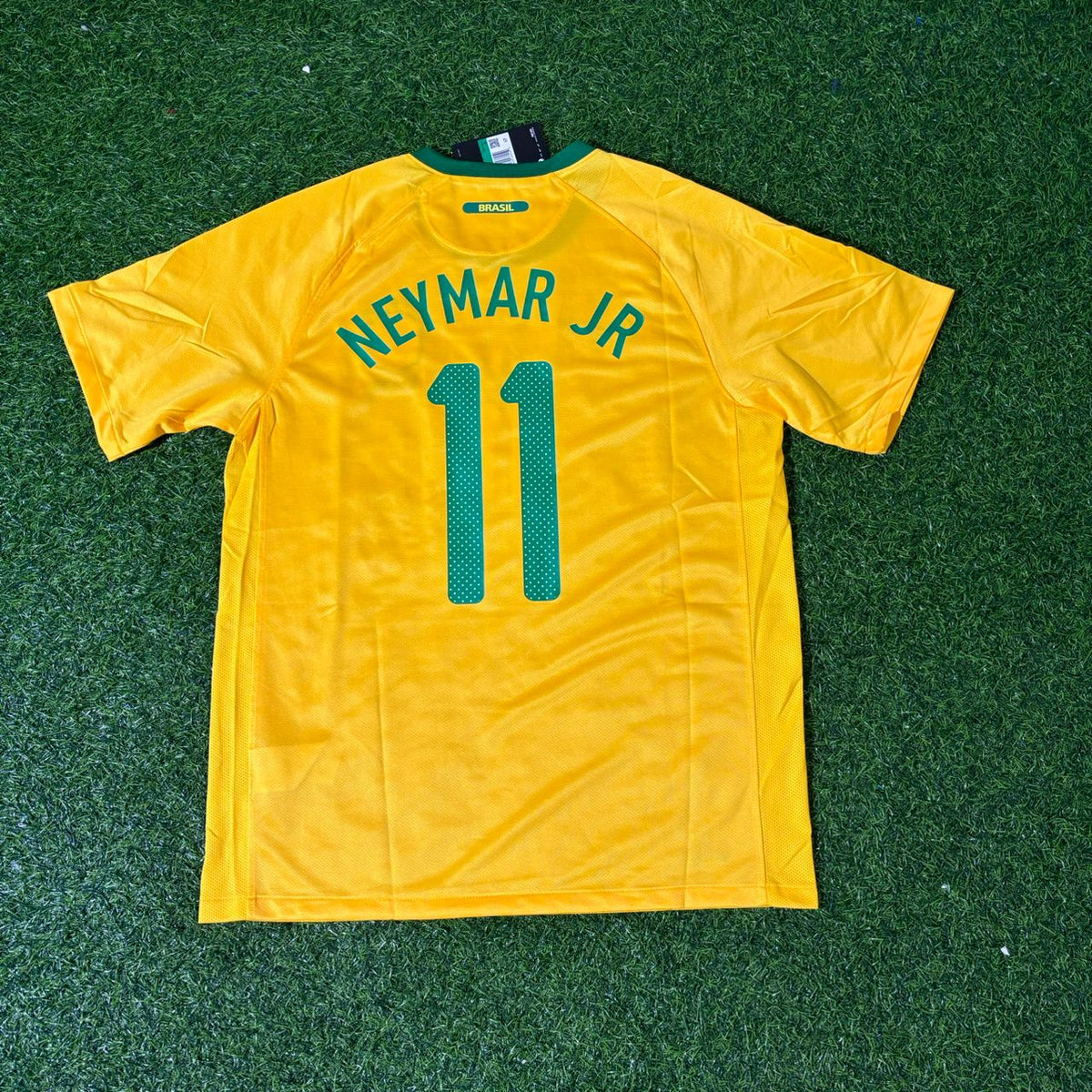 Camiseta retro amarilla de Neymar JR para Brasil en el Mundial de 2010