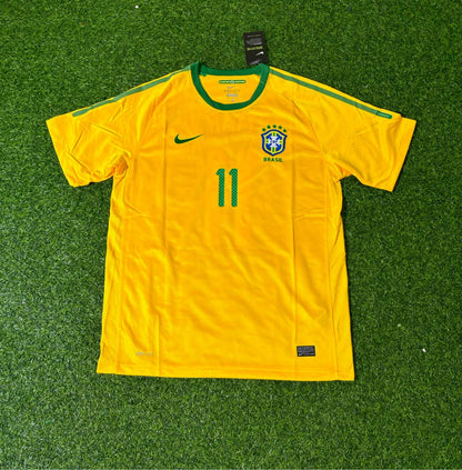 Camiseta retro amarilla de Neymar JR para Brasil en el Mundial de 2010