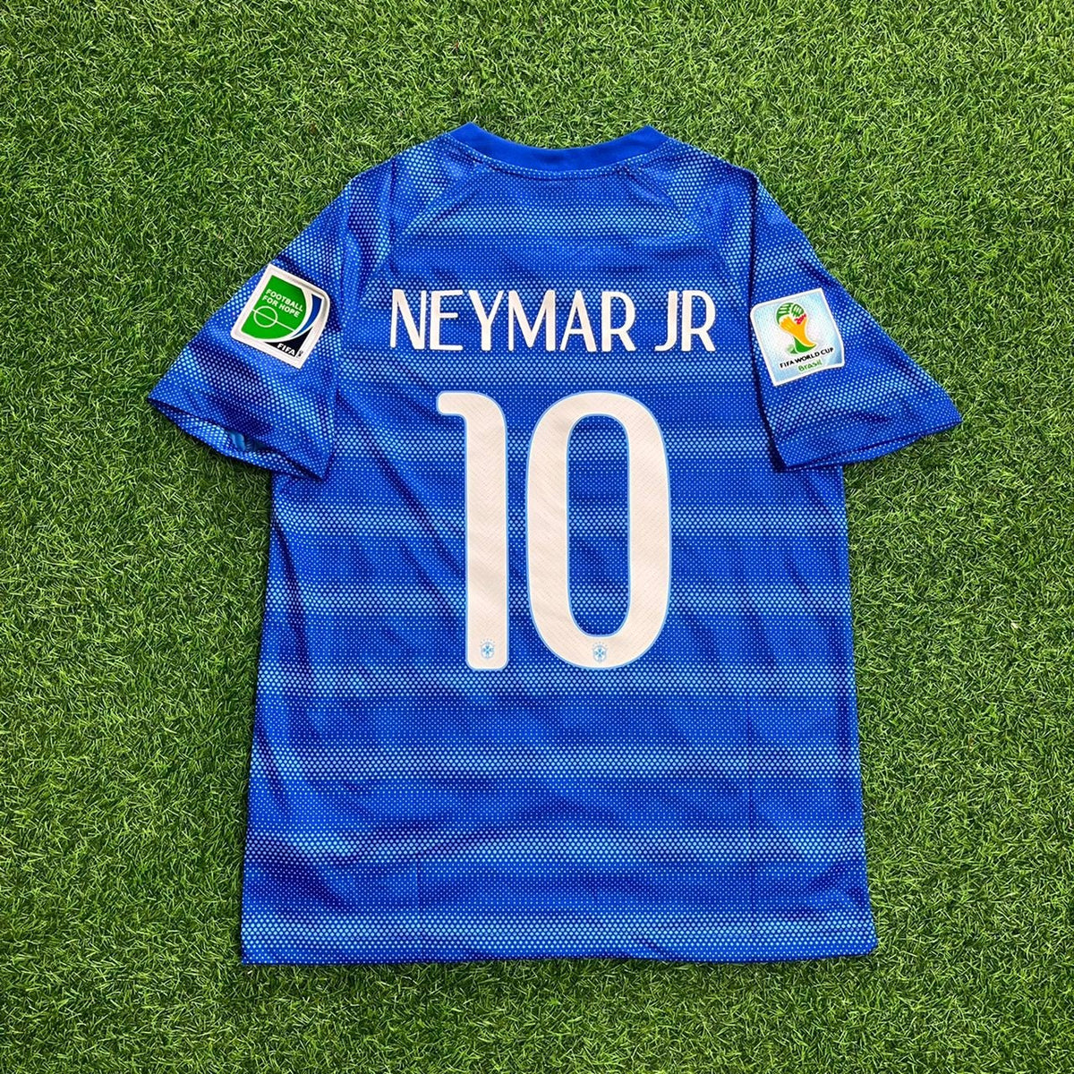 Neymar JR Brazil 10- 2014 World Cup Retro Blue Jersey Trikot
