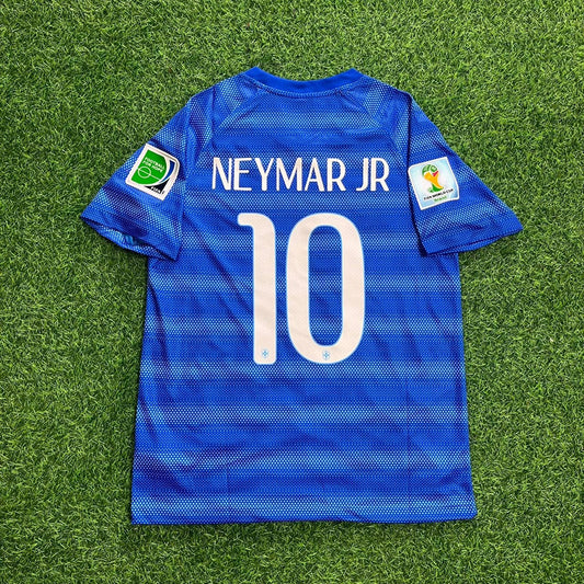 Neymar JR Brazil 10- 2014 World Cup Retro Blue Jersey Trikot