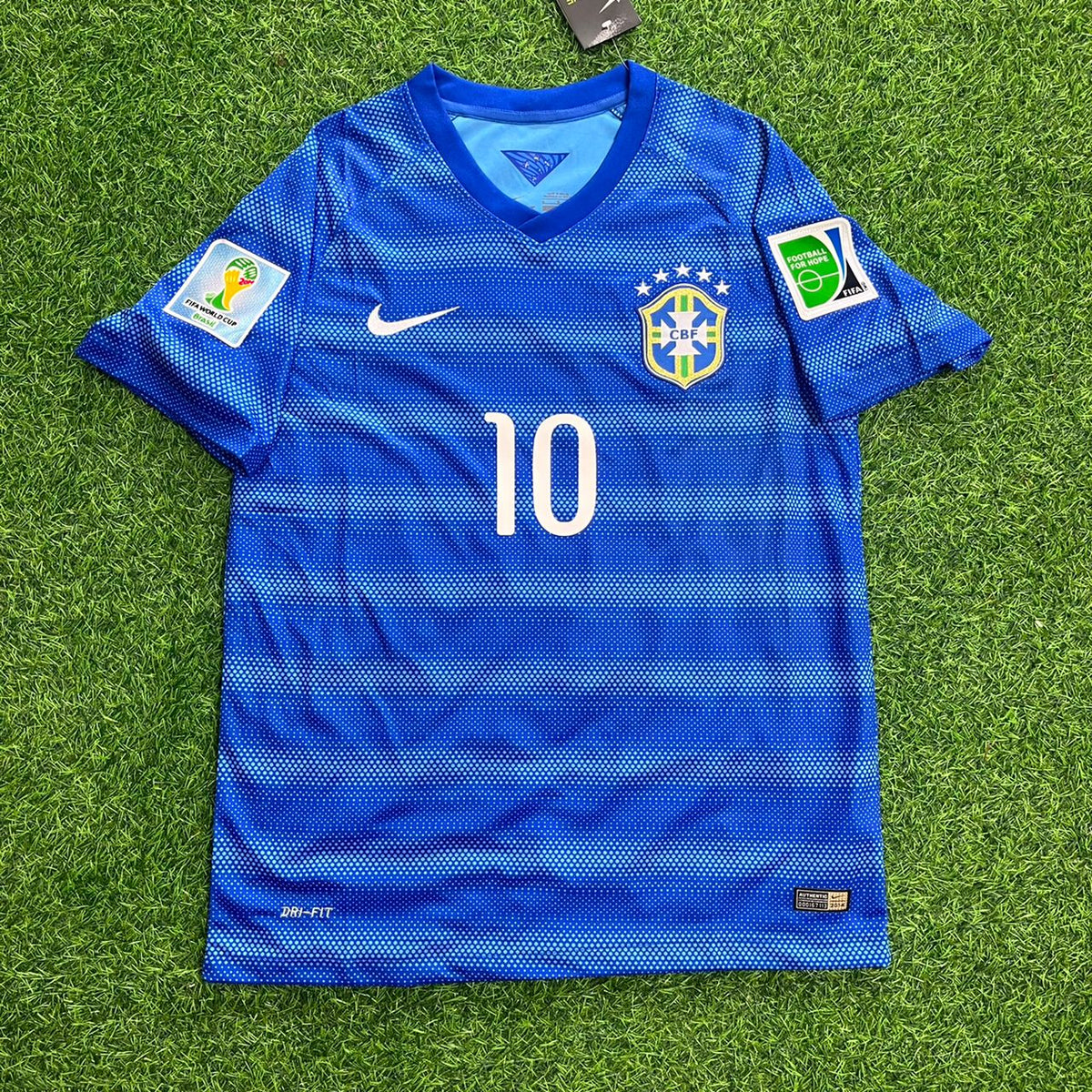 Neymar JR Brazil 10- 2014 World Cup Retro Blue Jersey Trikot