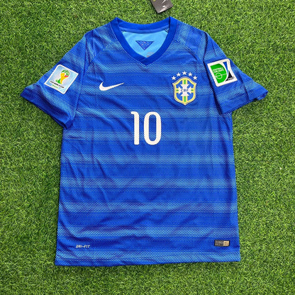 Neymar JR Brazil 10- 2014 World Cup Retro Blue Jersey Trikot