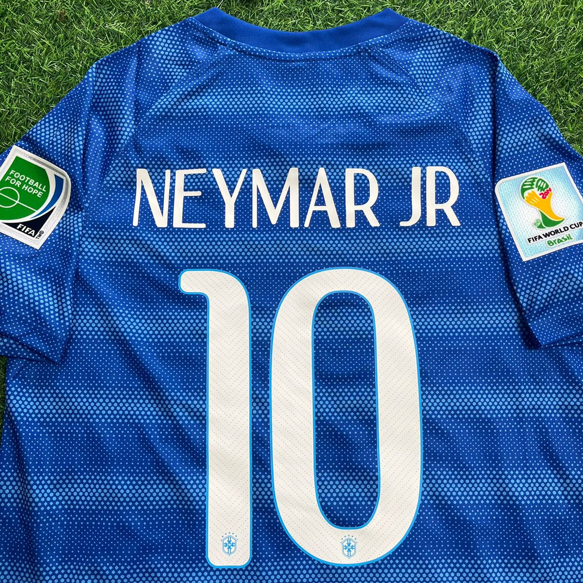 Neymar JR Brazil 10- 2014 World Cup Retro Blue Jersey Trikot