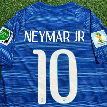 Neymar JR Brazil 10- 2014 World Cup Retro Blue Jersey Trikot