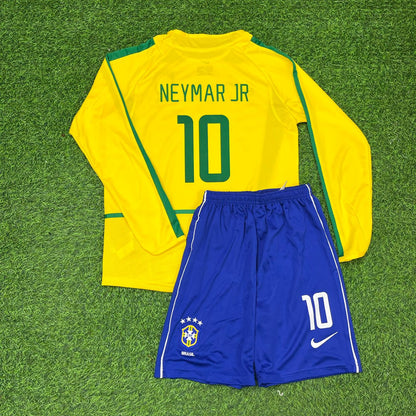 Neymar Jr Brazil Legendary Yellow Long Sleeve Retro Football Jersey