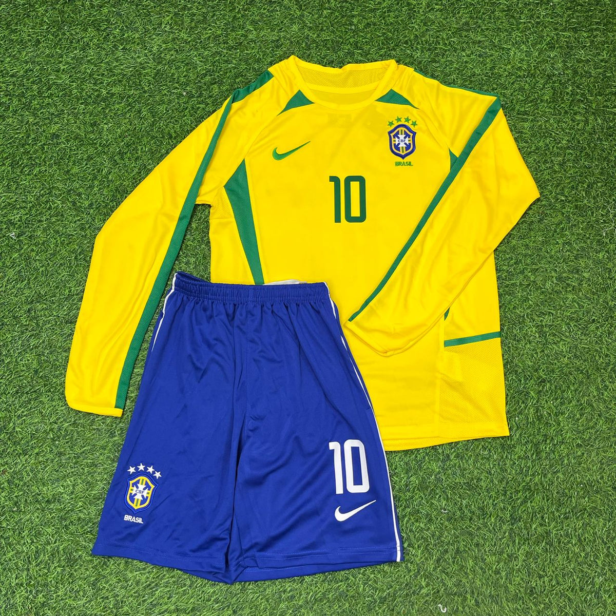Neymar Jr Brazil Legendary Yellow Long Sleeve Retro Football Jersey