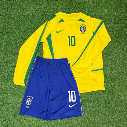 Neymar Jr Brazil Legendary Yellow Long Sleeve Retro Football Jersey