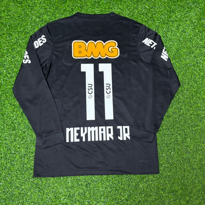 Neymar Jr Santos Black Long Sleeve Retro Football Jersey Kit