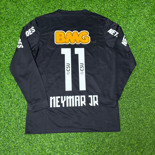 Neymar Jr Santos Black Long Sleeve Retro Football Jersey Kit