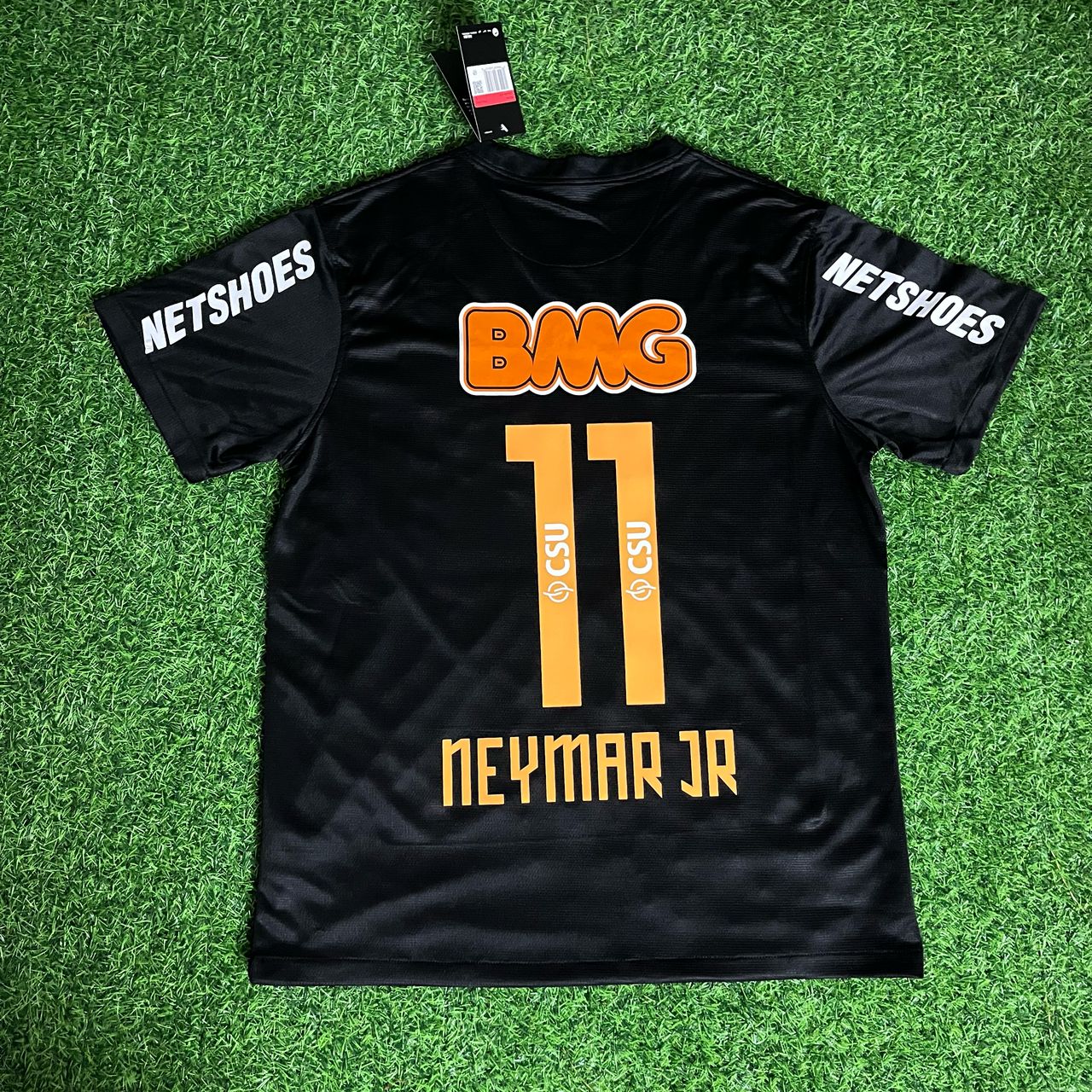 Neymar Jr 11 - Santos Black Special Golden Font Retro Kit Jersey Trikot Maillot Soccer Shirt