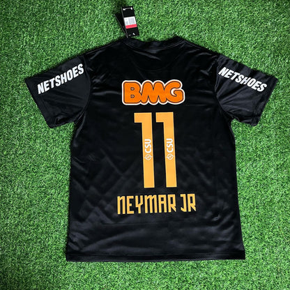 Neymar Jr 11 - Santos Black Special Golden Font Retro Kit Jersey Trikot Maillot Soccer Shirt