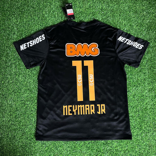 Neymar Jr 11 - Santos Black Special Golden Font Retro Kit Jersey Trikot Maillot Soccer Shirt